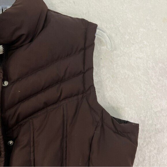 ATHLETIC WORKS Down Puffer Vest Womens L Darkest Brown Front Zip Pockets Hiking - Picture 9 of 15